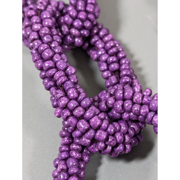 Purple Glasss Seed Bead Chain Link Long Layering Necklace Boho Beachy 40" - Picture 7 of 9